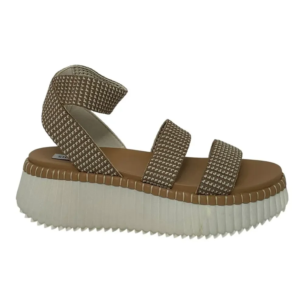 Steve Madden Women's Shelle Strappy Platform Wedge Sandals Tan Size 9